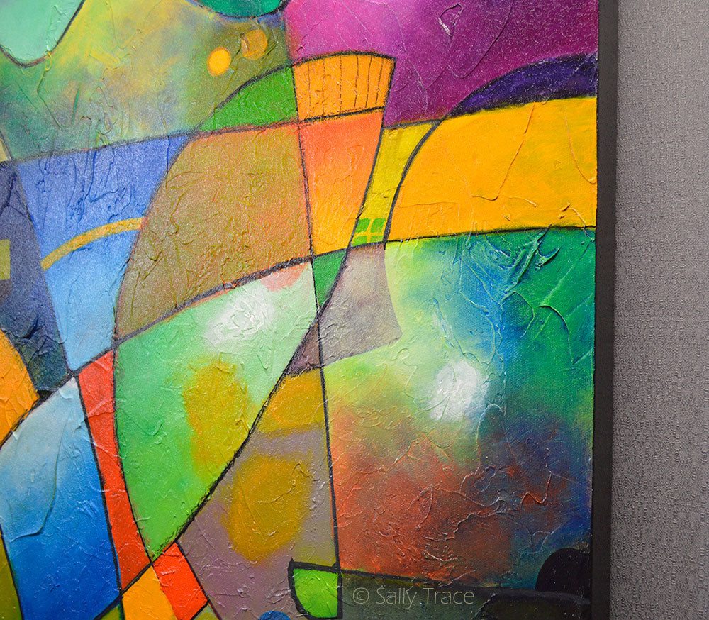 Direction North, geometric art original painting by Sally Trace