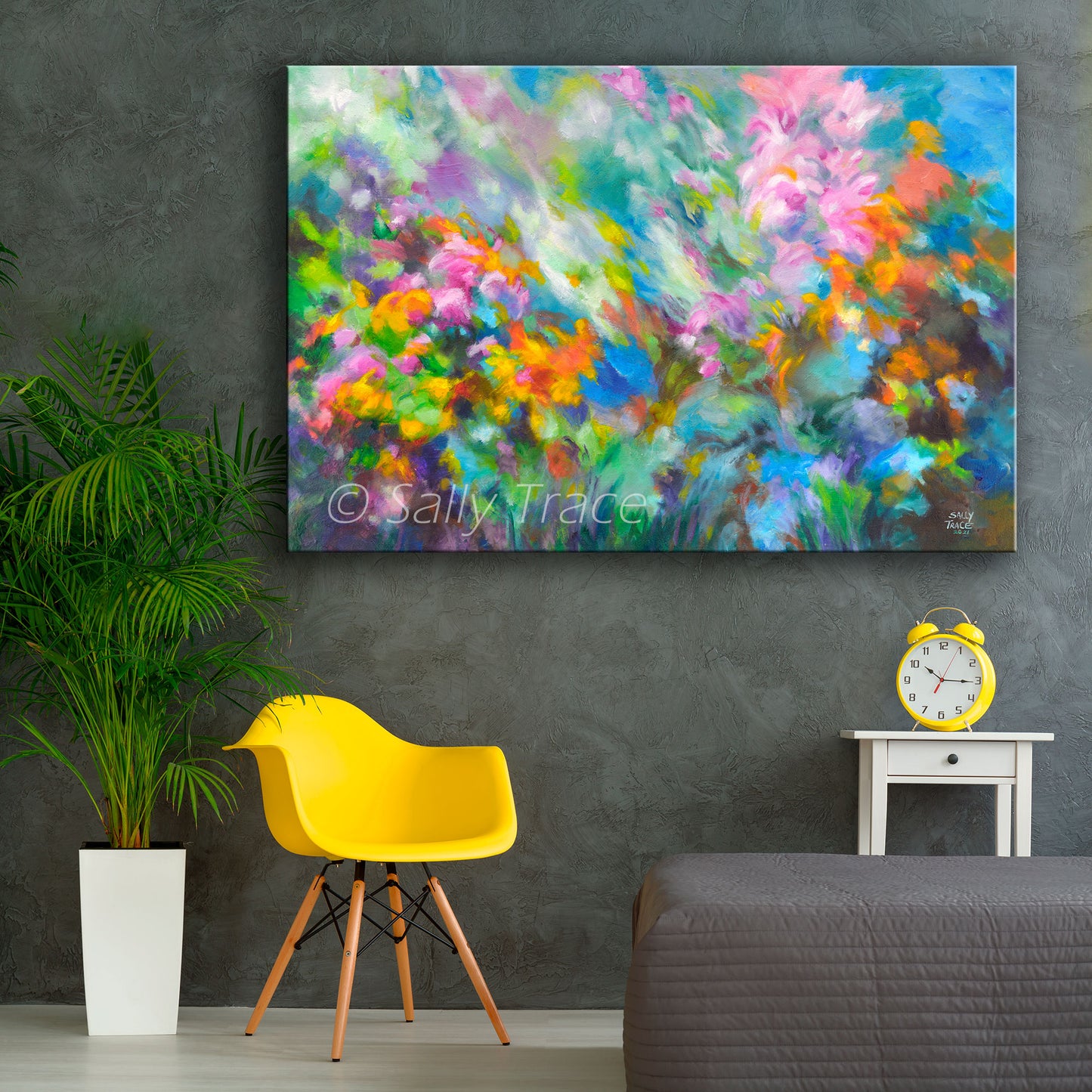 Contemporary art giclee prints on canvas from my original abstract painting "Garden Rapture" Abstract art on canvas for sale, these canvas giclee prints are made from my original colorful abstract garden art painting "Garden Rapture", colorful abstract garden wall art for the living room, office decor, living room decor