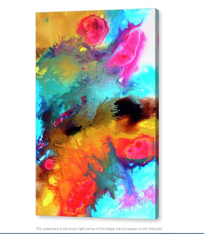 Contemporary abstract art for sale, fluid art triptych giclee print set by Sally Trace "The Beauty of Spring"