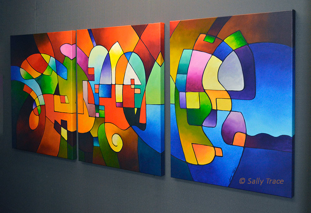 Clear Focus 2, canvas giclee print set from my original abstract triptych paintings