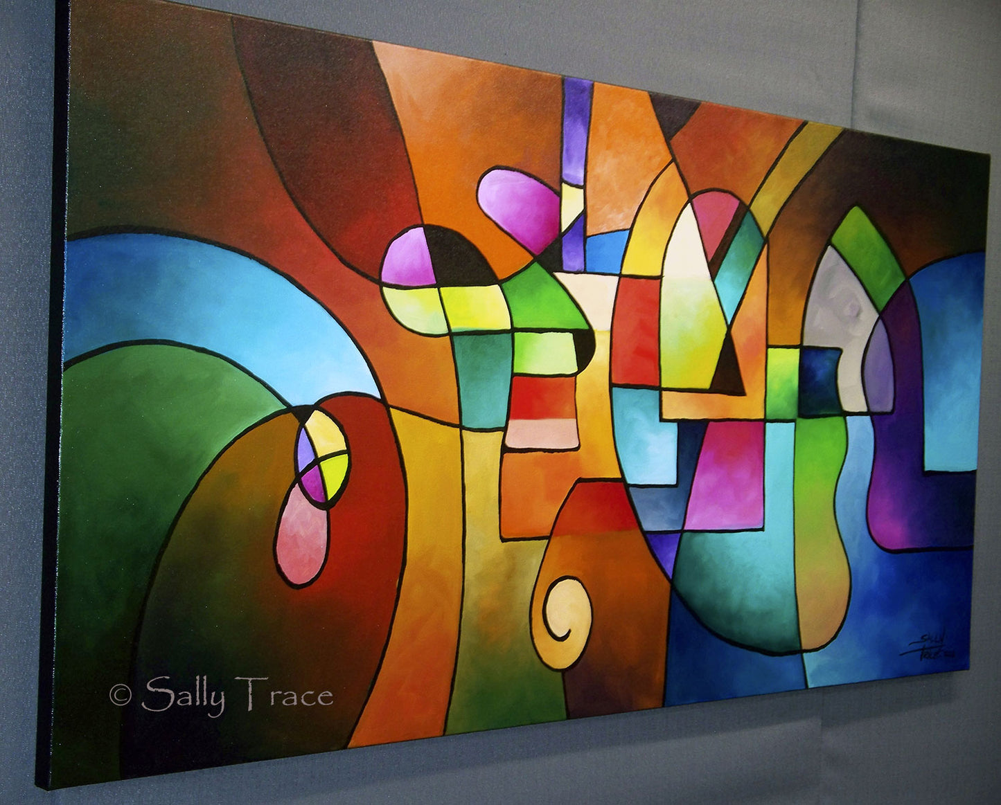 Clear Focus, original geometric abstract painting by Sally Trace