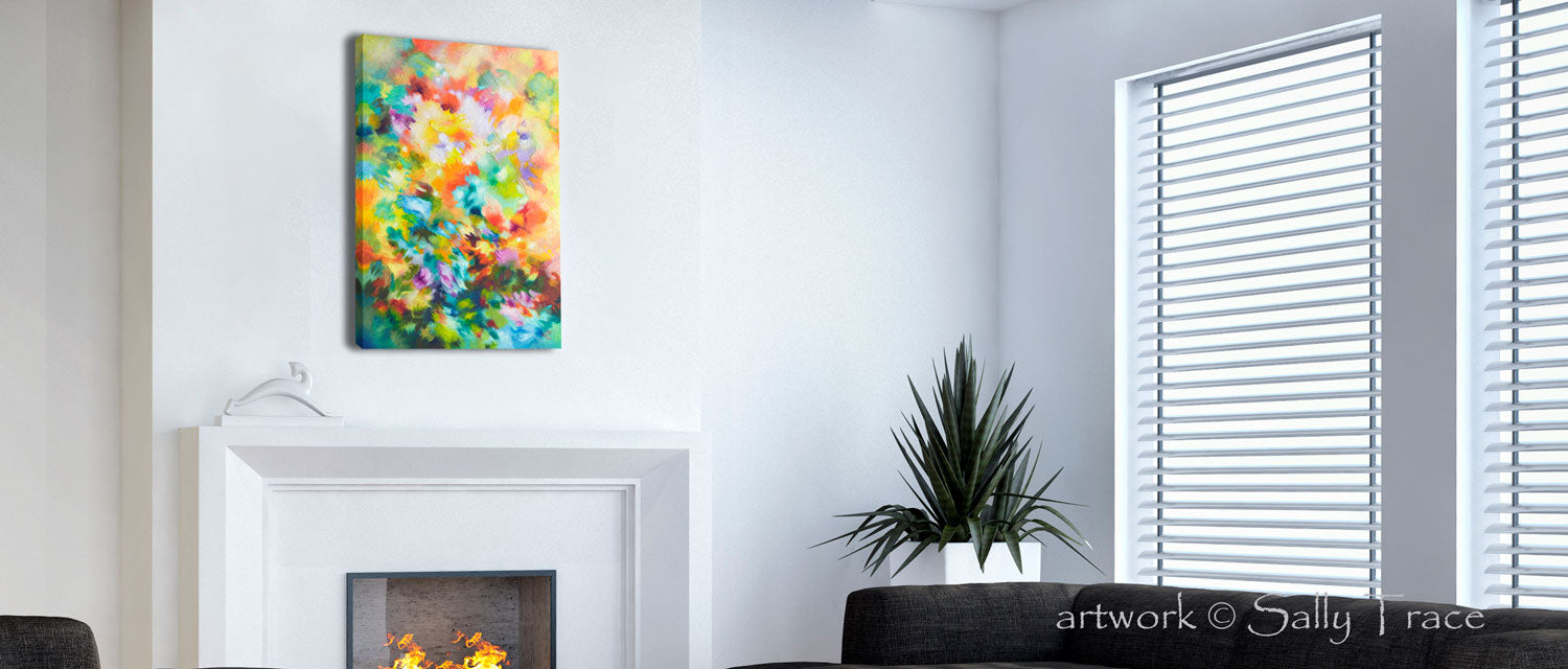 Falling Leaves, giclee print made from the original textured abstract floral painting by Sally Trace