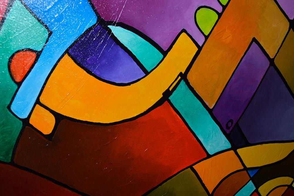 Modern art beautiful wall paintings for living room, "Journey Back Home", original contemporary abstract painting by Sally Trace, detail