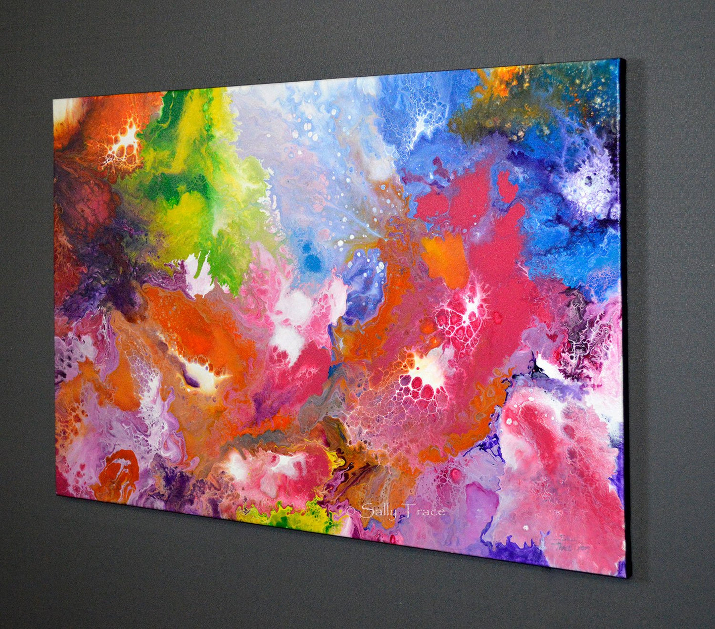 Playful Persuasion, original abstract fluid painting by Sally Trace