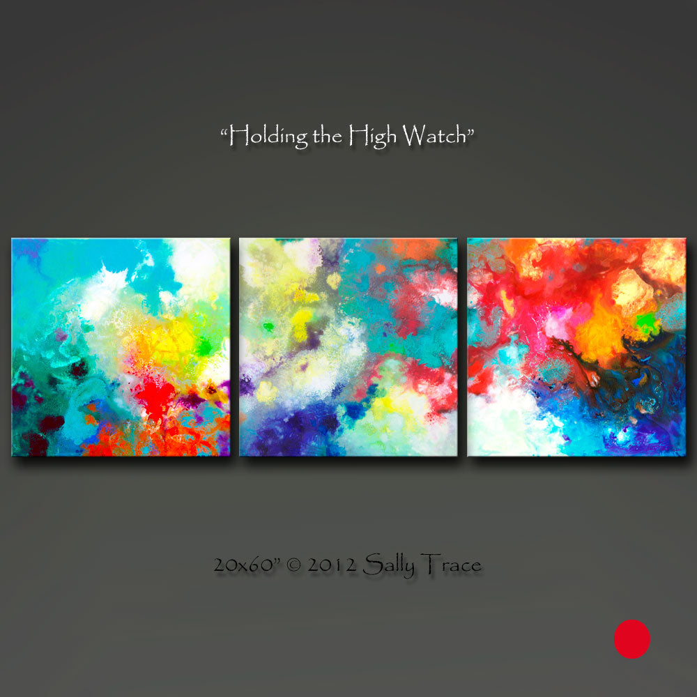 Holding the High Watch, modern contemporary triptych abstract print set by Sally Trace