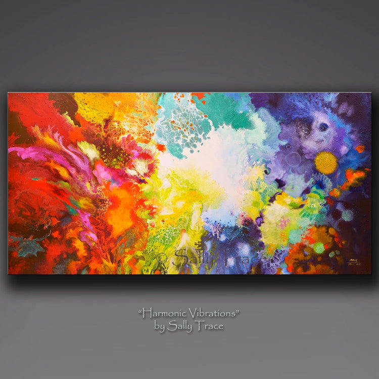 Contemporary modern fluid pour painting giclee prints on canvas by Sally Trace
