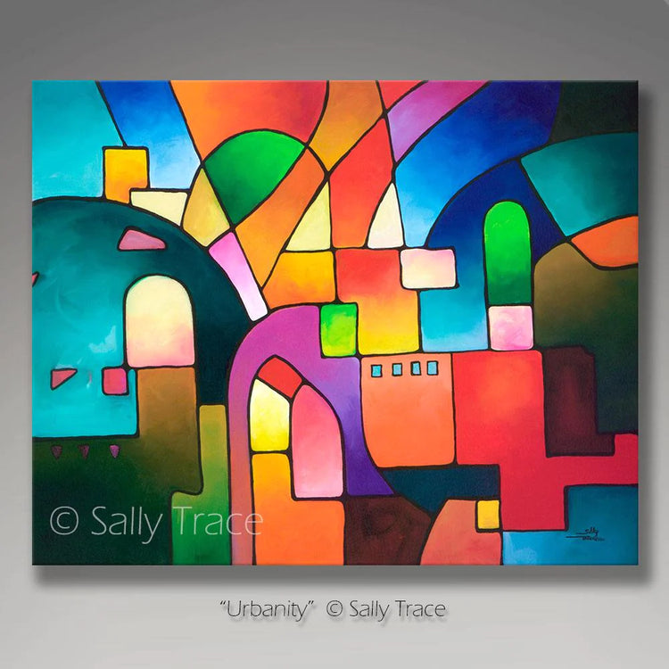 My "Urbanity" series of paintings. Modern geometric landscape and cityscape abstract paintings that suggest urban and landscape environments.&nbsp; Colorful large and modern abstract paintings and prints for sale.