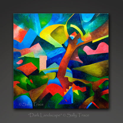 Canvas prints made from my original painting "Dark Landscape", an abstract landscape oil painting with dark blues, vibrant colors, "Dark Landscape"