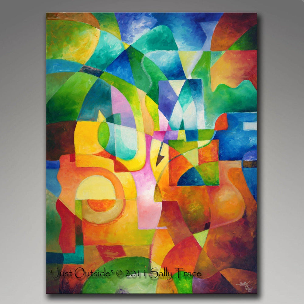 "Just Outside" abstract painting and prints by Sally Trace