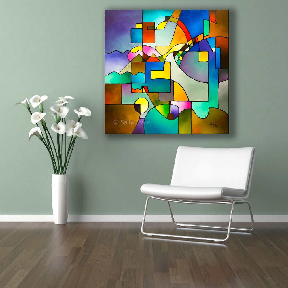 Large modern art geometric square canvas print "Unified Theory"