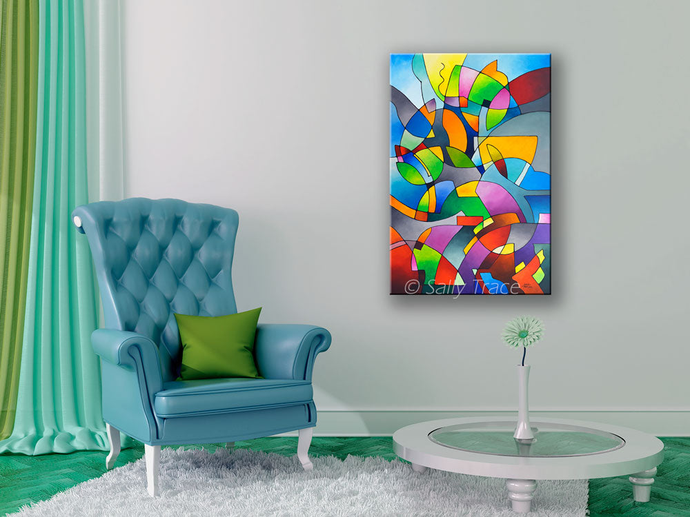 Information Paradox, geometric art prints from the original painting by Sally Trace