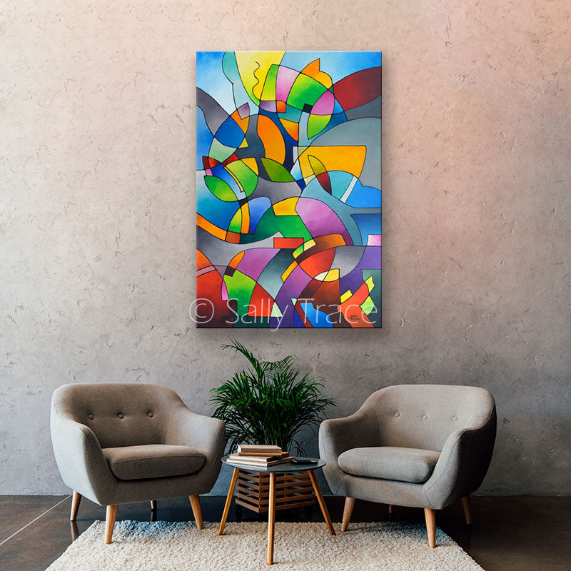 Information Paradox, geometric art prints from the original painting by Sally Trace