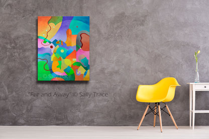 "Far and Away" prints on stretched canvas and archival paper, room view.