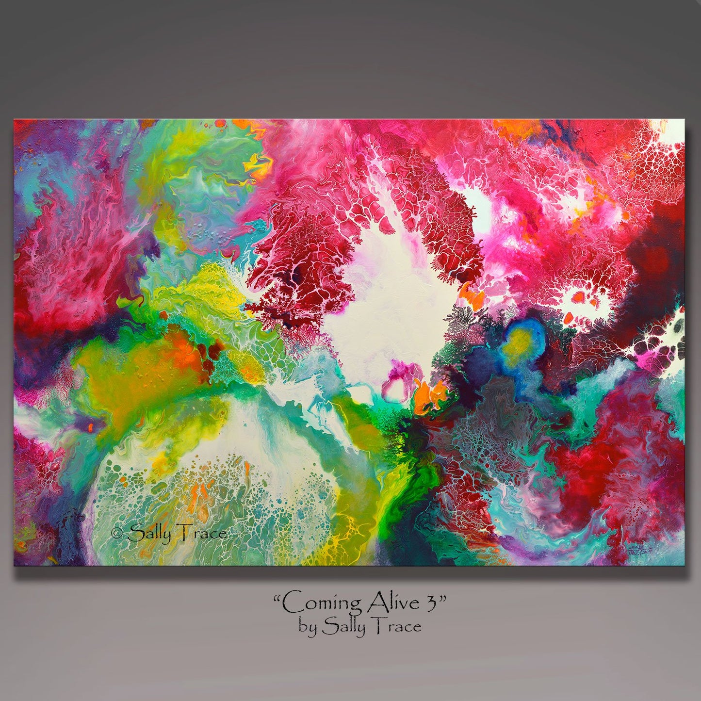 Coming Alive 3, abstract fluid contemporary art prints by Sally Trace