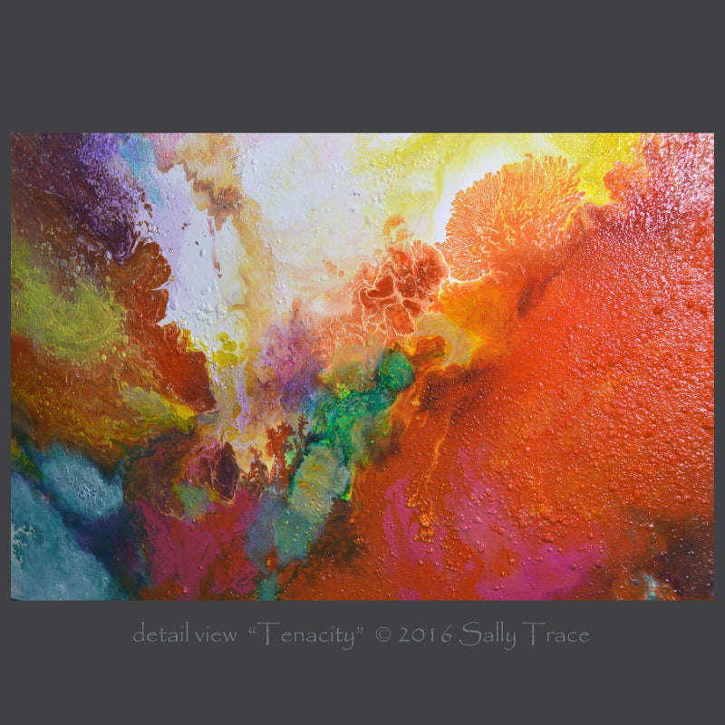 Original contemporary fluid abstract art for sale by Sally Trace "Tenacity"