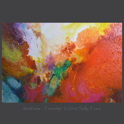 Original contemporary fluid abstract art for sale by Sally Trace "Tenacity"