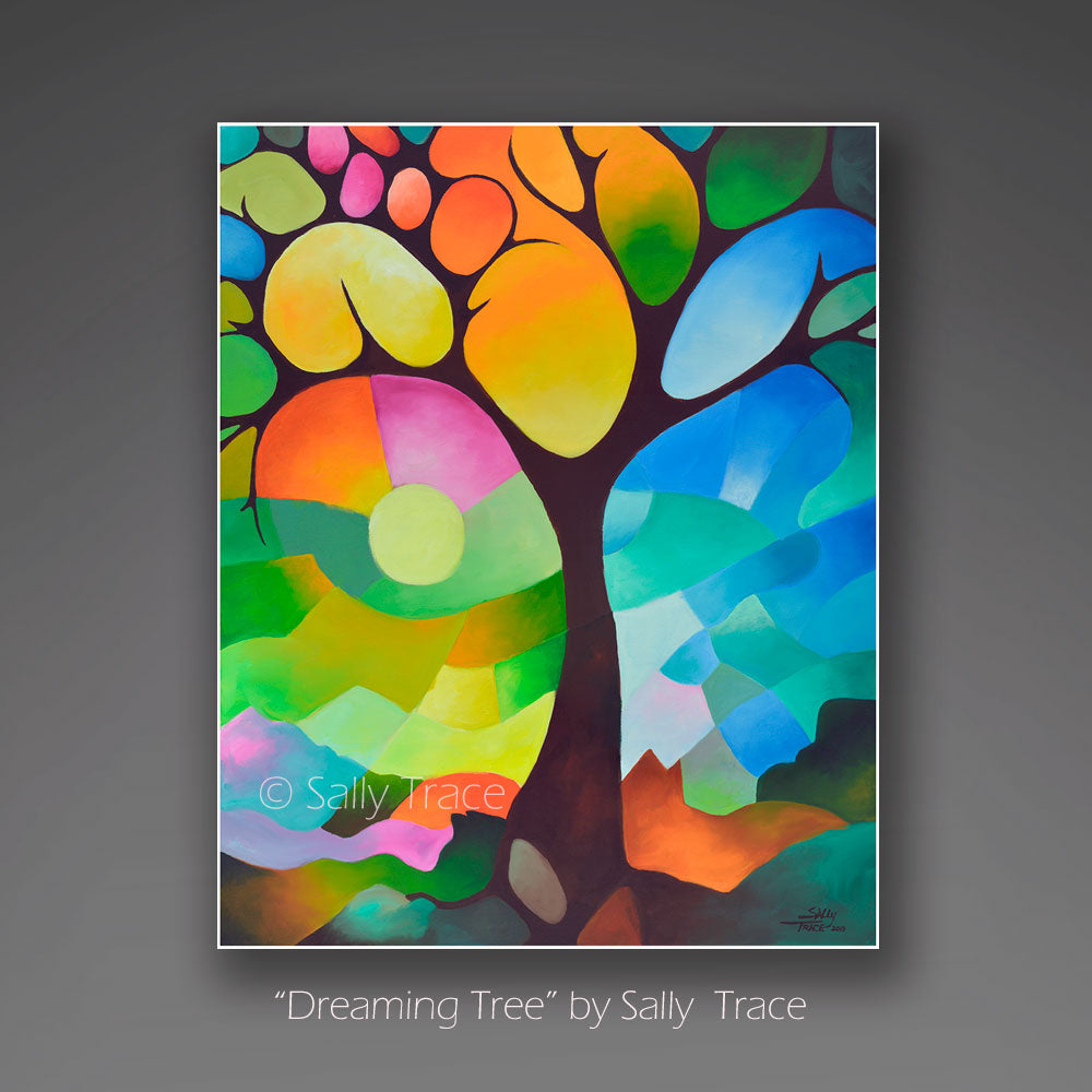 "Dreaming Tree" modern art archival paper print by Sally Trace paper