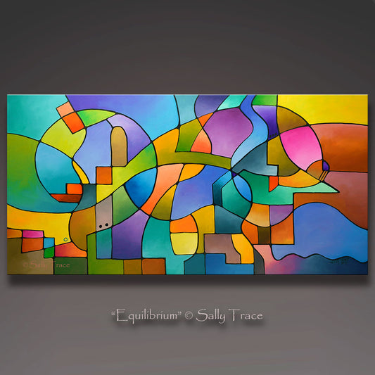 "Equilibrium" original geometric abstract painting for sale by Sally Trace