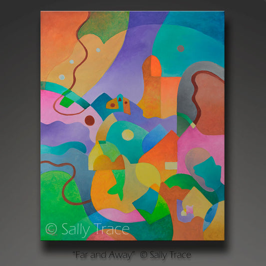Original abstract landscape painting by Sally Trace "Far and Away"