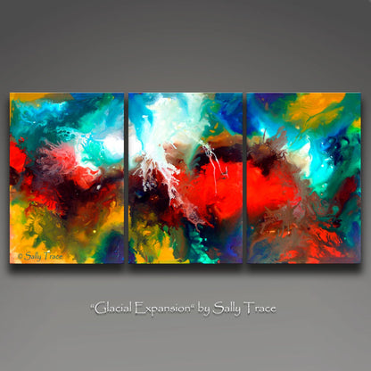 Glacial Expansion, giclee prints on canvas from the original abstract paintings by Sally Trace