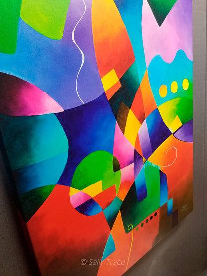 Modern abstract art print for sale by Sally Trace, hard-edged geometric abstract fine art print