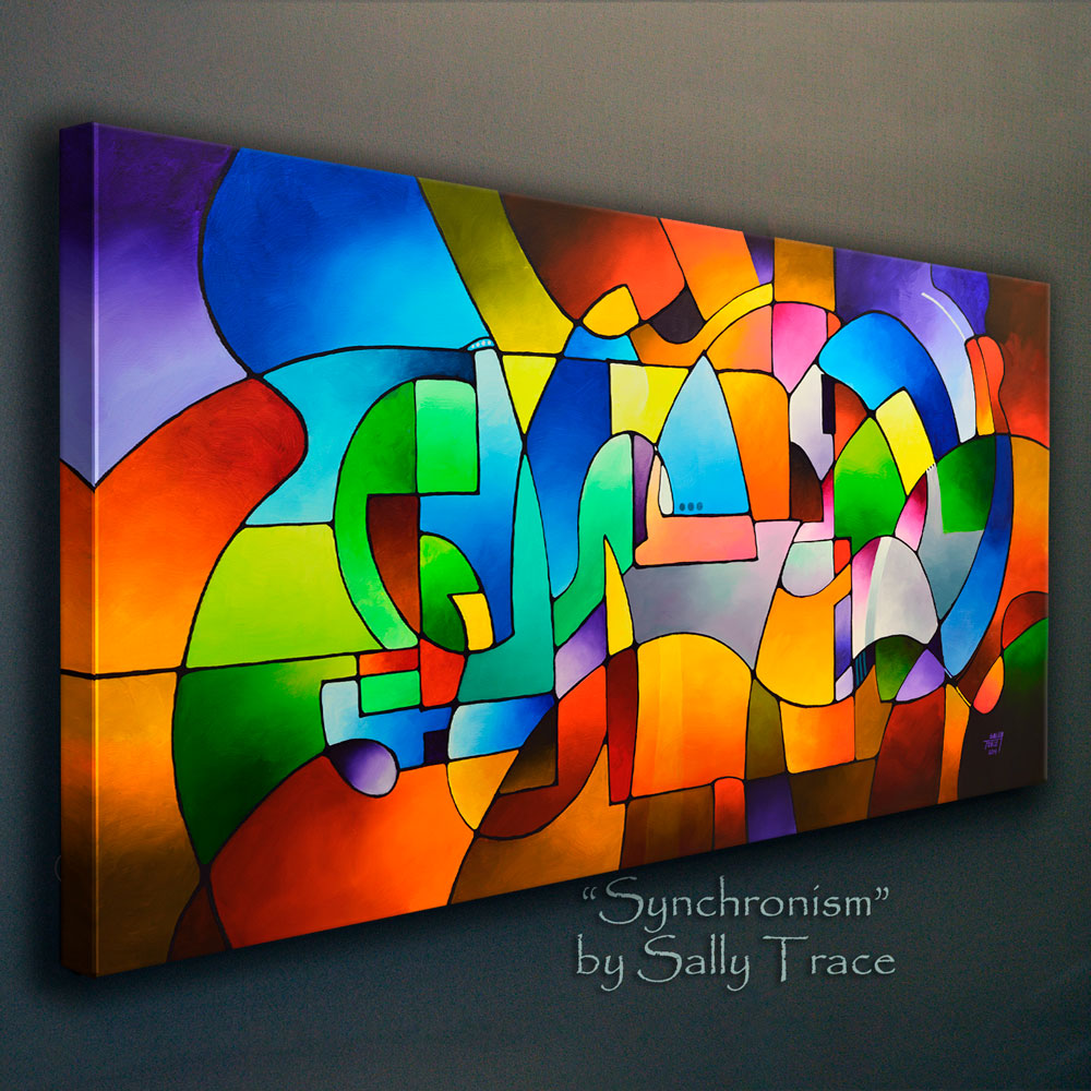 Synchronism, geometric art painting print on canvas by Sally Trace