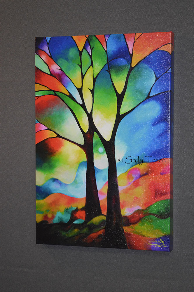 Two trees giclee prints by Sally Trace, from the original abstract painting