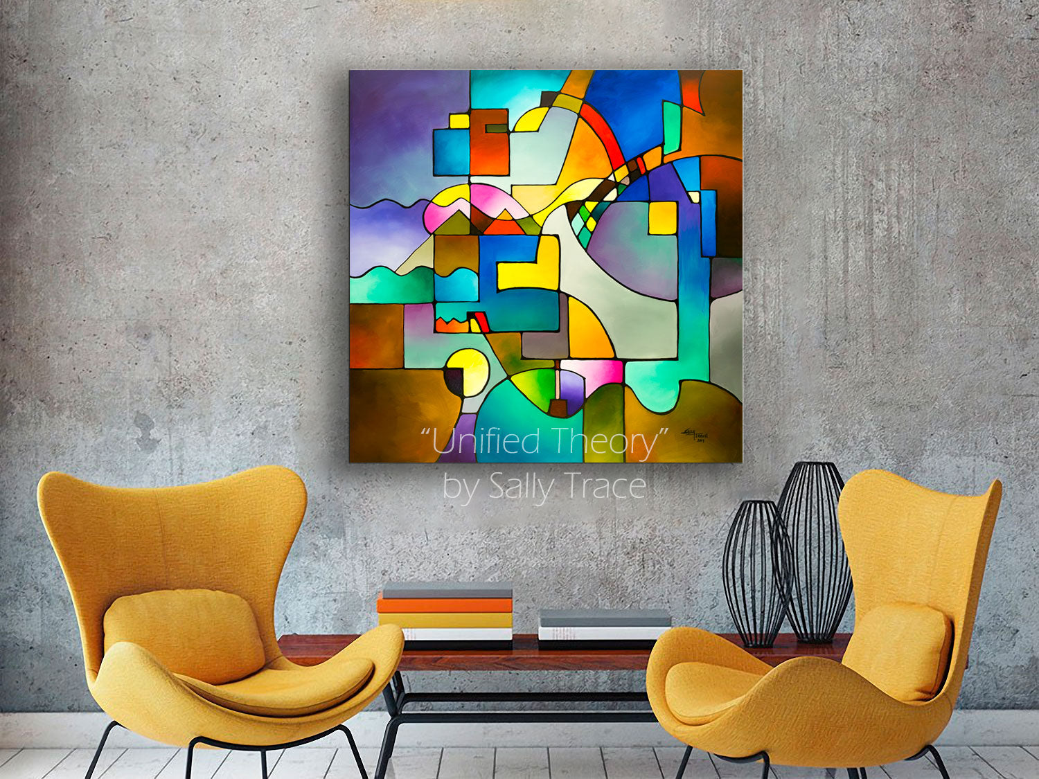 Large modern art geometric square canvas print "Unified Theory" by Sally Trace