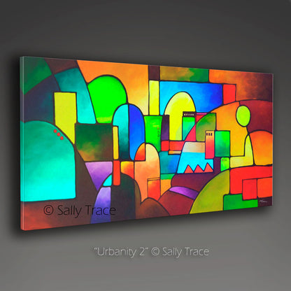 "Urbanity 2" giclee print on stretched canvas for sale by Sally Trace