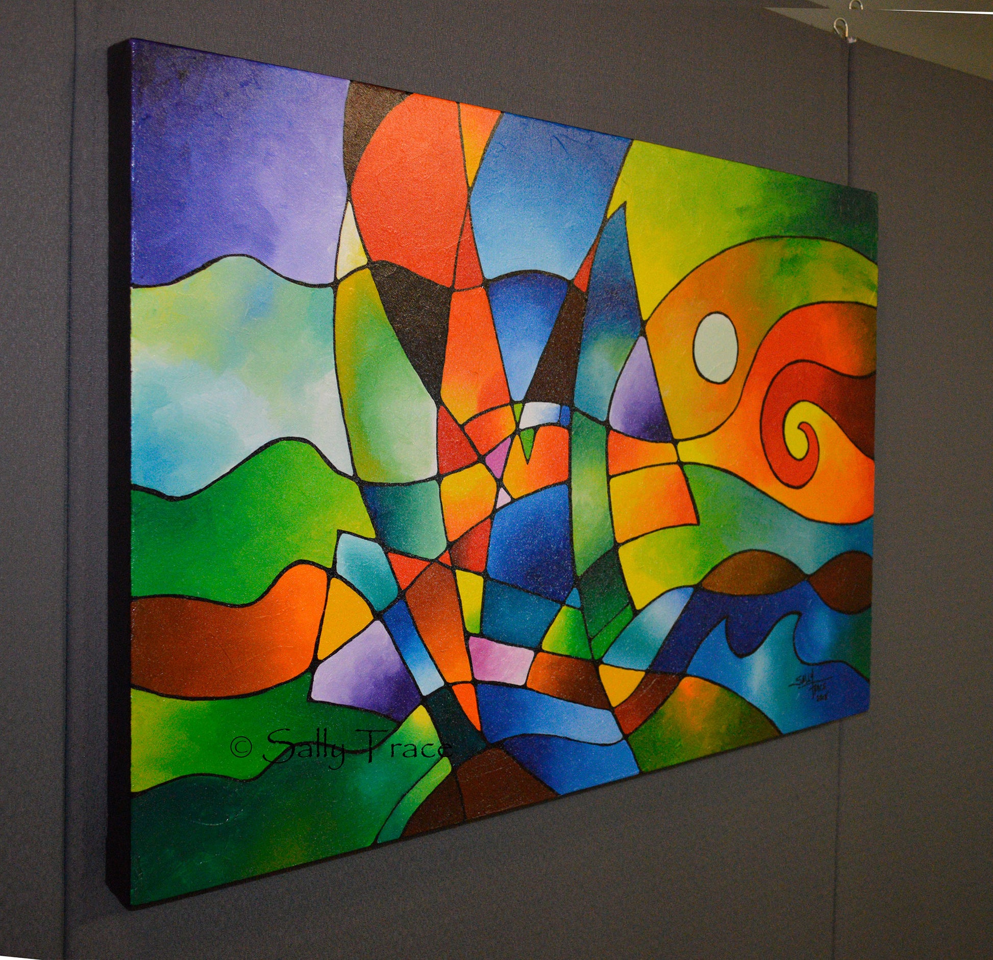 Modern geometric art painting "Into the Wind" by Sally Trace