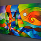 Modern geometric art painting "Into the Wind" by Sally Trace