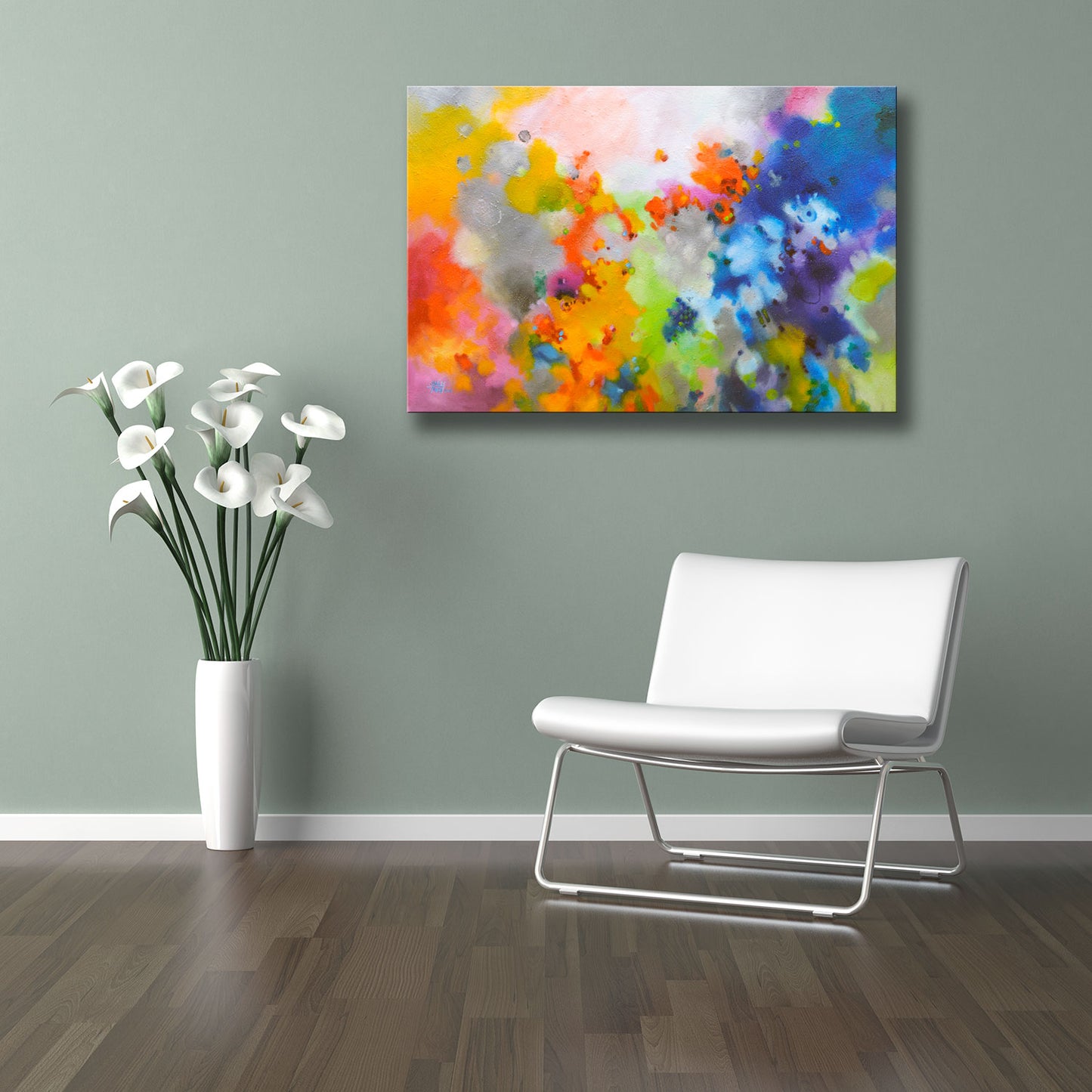 Point of View by Sally Trace, giclee prints on stretched canvas from my original textured abstract painting.