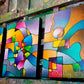 Modern art contemporary geometric acrylic painting triptych. Original abstract geometric painting commission "A Further Theory".  Oversized geometric wall art, Three acrylic paintings on gallery wrapped canvas with the sides painted black. Abstract acrylic mixed media painting. Varnished, wired and ready to hang.