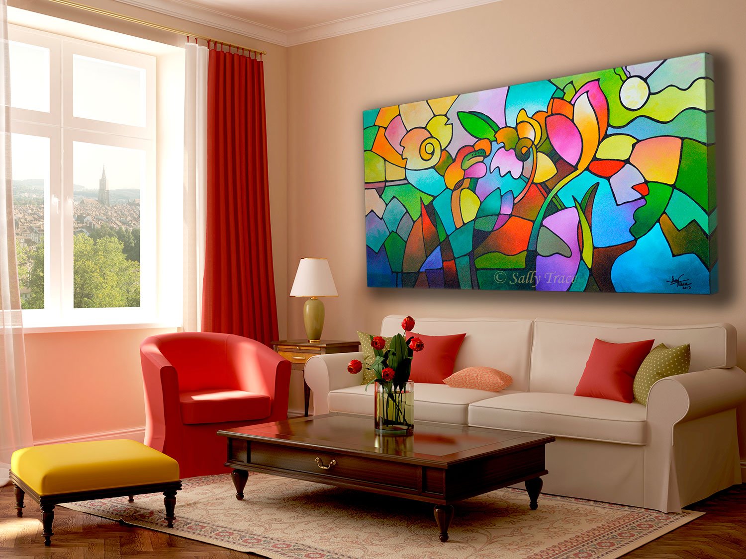 Summer Day, fine art extra large wall art giclee print on canvas by Sally Trace