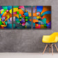 Modern art contemporary geometric acrylic painting triptych. Original abstract geometric painting commission "A Further Theory".  Oversized geometric wall art, Three acrylic paintings on gallery wrapped canvas with the sides painted black. Abstract acrylic mixed media painting. Modern art paintings for living room.