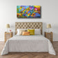 "Equilibrium" original geometric abstract painting for sale by Sally Trace, bedroom decor view