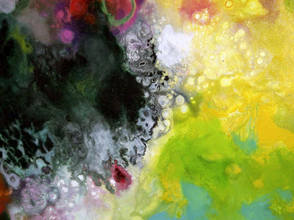 Convergence, fluid art original pour painting by Sally Trace