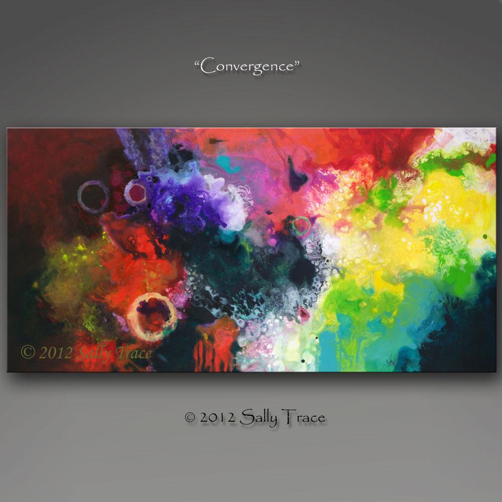 Convergence, fluid art original painting by Sally Trace