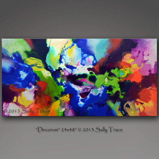 "Decorum" fluid pour painting by Sally Trace