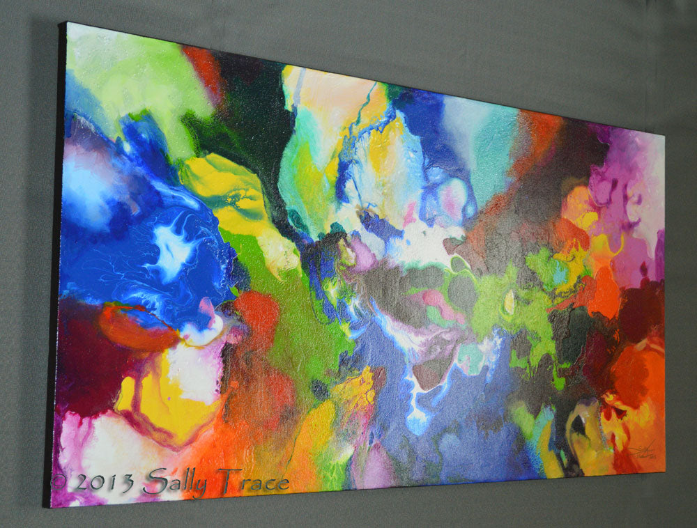 "Decorum" fluid pour painting by Sally Trace