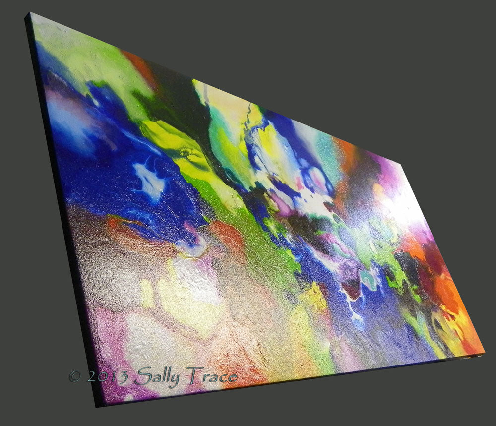 "Decorum" fluid pour painting by Sally Trace