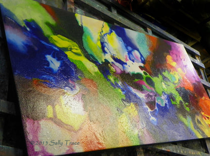 "Decorum" fluid pour painting by Sally Trace