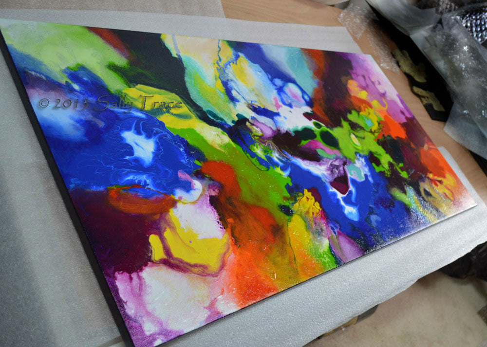 "Decorum" fluid pour painting by Sally Trace
