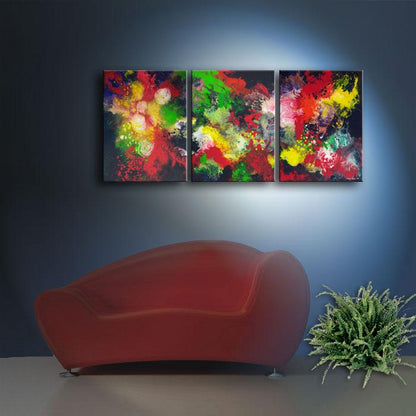 Hold On original triptych abstract fluid painting Sally Trace 