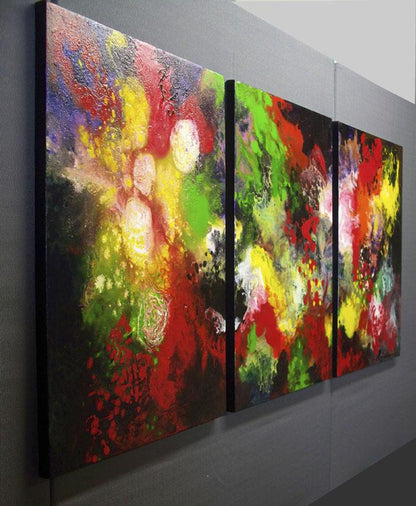 Hold On original triptych abstract fluid painting Sally Trace 