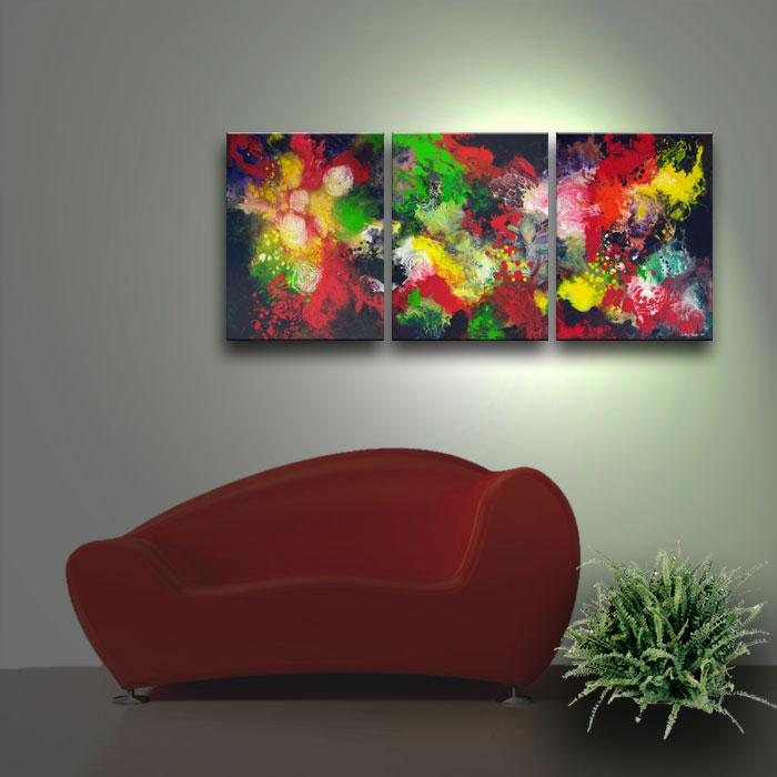 Hold On original triptych abstract fluid painting Sally Trace 