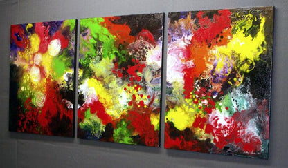 Hold On original triptych abstract fluid painting Sally Trace 