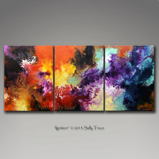 Ignition, giclee prints on canvas from the original painting by Sally Trace