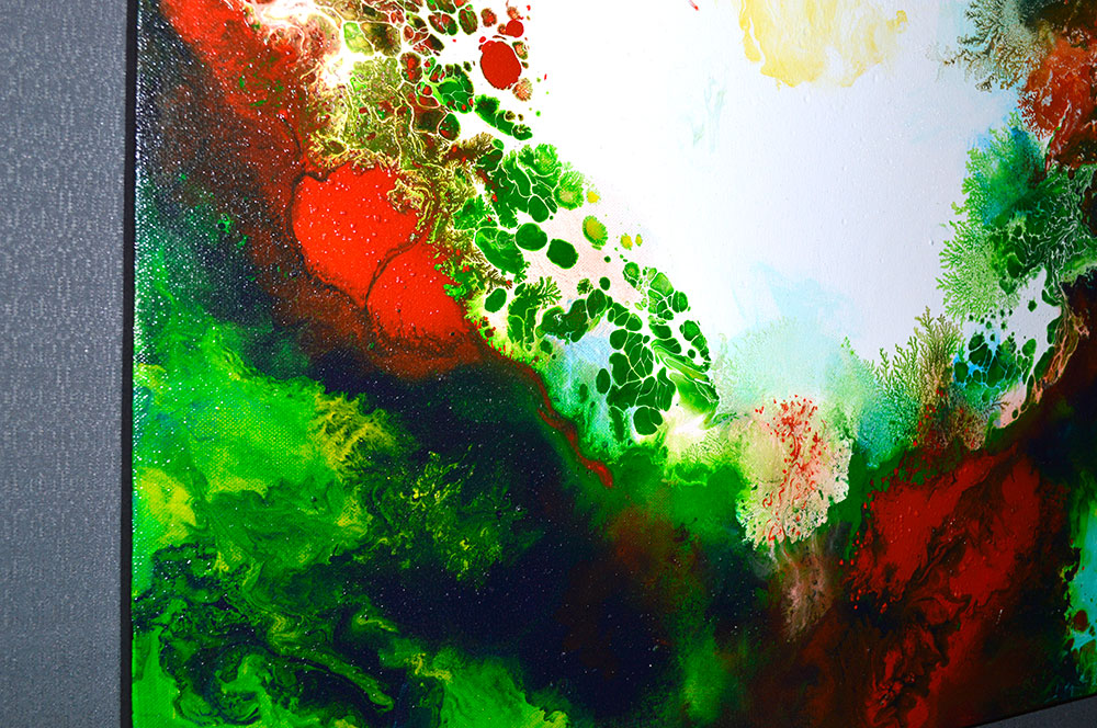 Infusion 2, fluid acrylic pour painting by Sally Trace, detail view