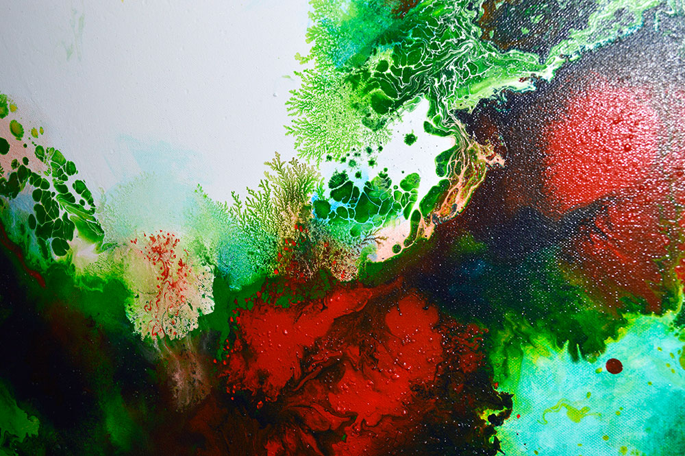 Infusion 2, fluid acrylic pour painting by Sally Trace, detail view